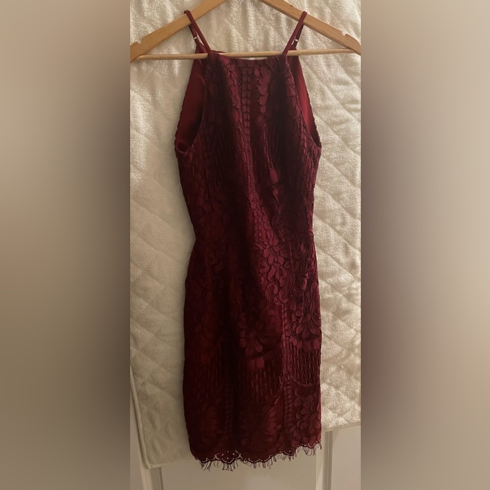 Wine red/ burgundy fitted dress